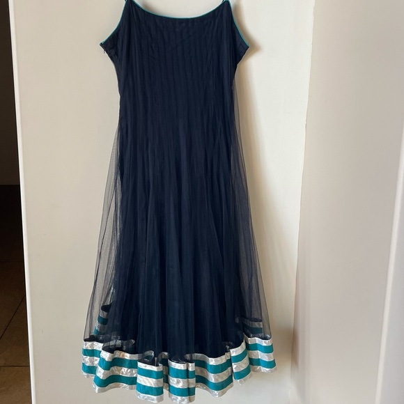 Dress, Embroidered, Tulle, Black & Blue, Made in India - Picture 3 of 8